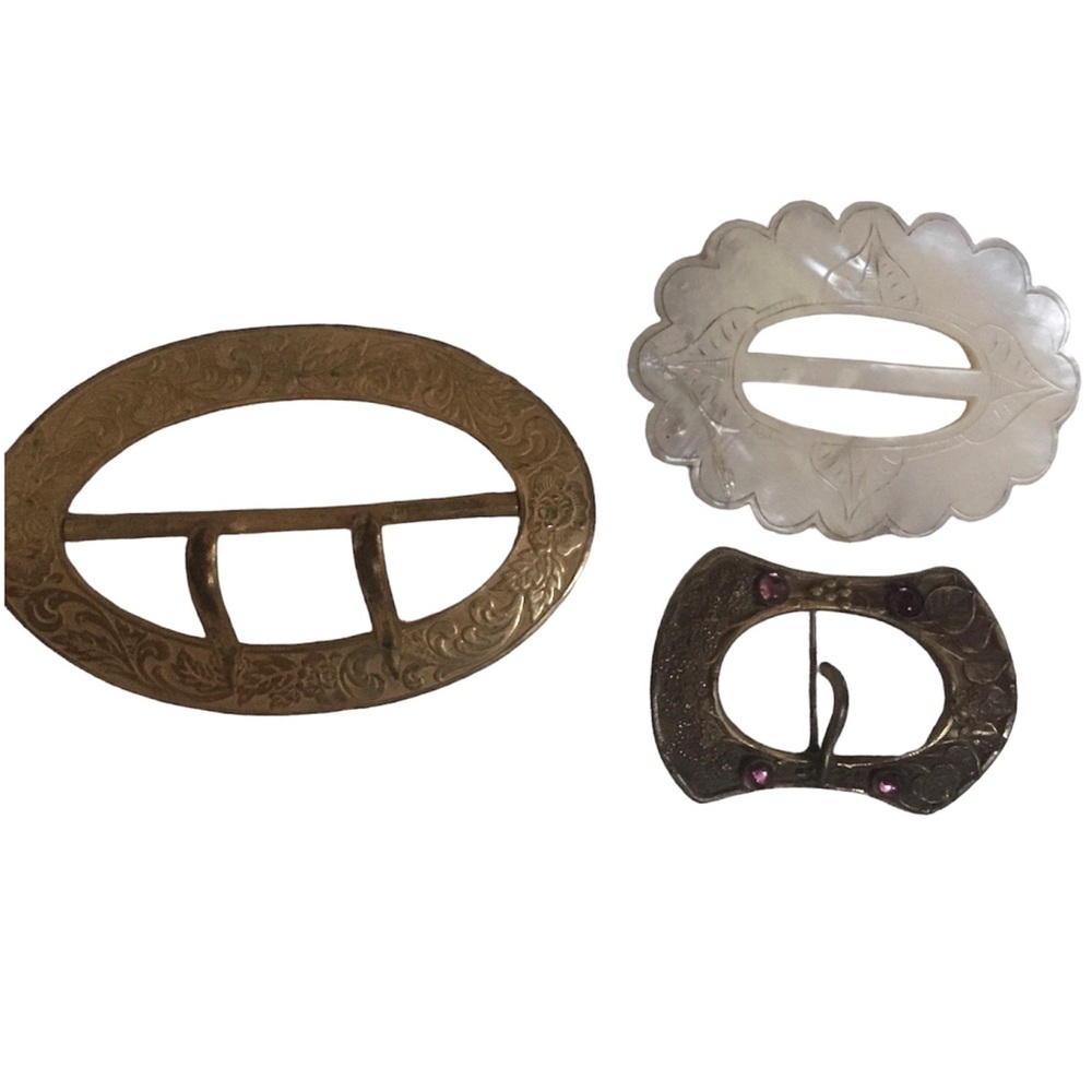 3 set of vintage belt buckles for women